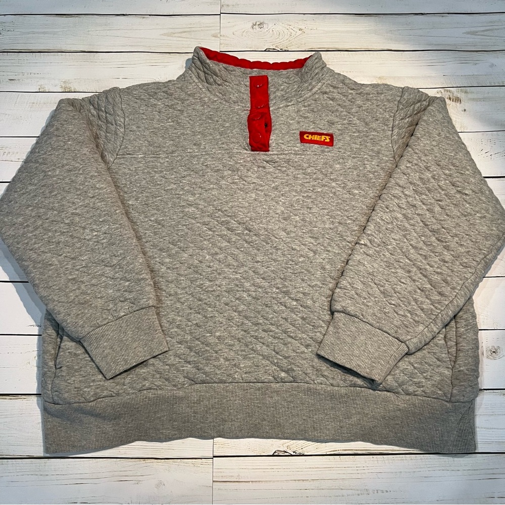 NFL Kansas City Chiefs Gray Quilted Women’s Sweater Sz XXL